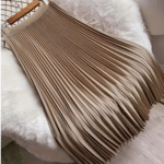 Chic Pleated Satin Skirt for Women (Size: XL)