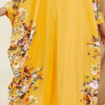 Elegant Floral Abaya Kaftan (Orange Yellow)