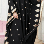 Women's Elegant Floral Robe, one size - Golden Design (Black)