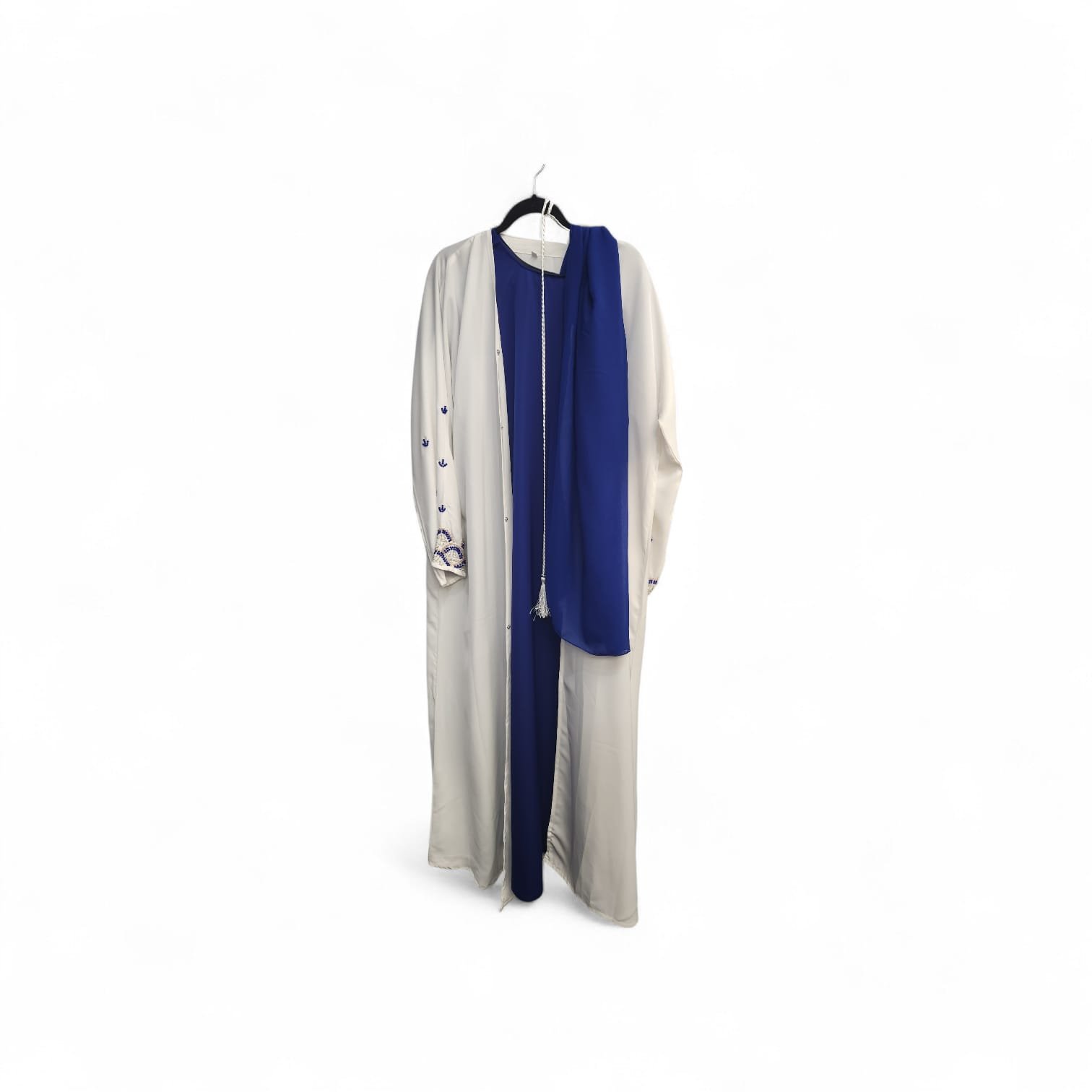 WhatsApp Image 2026-02-14 at 3.53.22 PM (8) Elegant White and Blue Abaya Set - size 60 - Image 1
