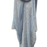 Stylish abaya paired with a blue dress – size 56